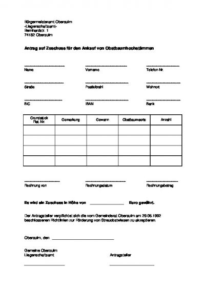 Antrag Zuschuss Obstbaumhochstamm
