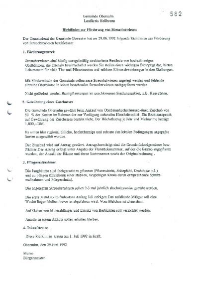 Förderrichtlinie Zuschuss Obstbaumhochstamm